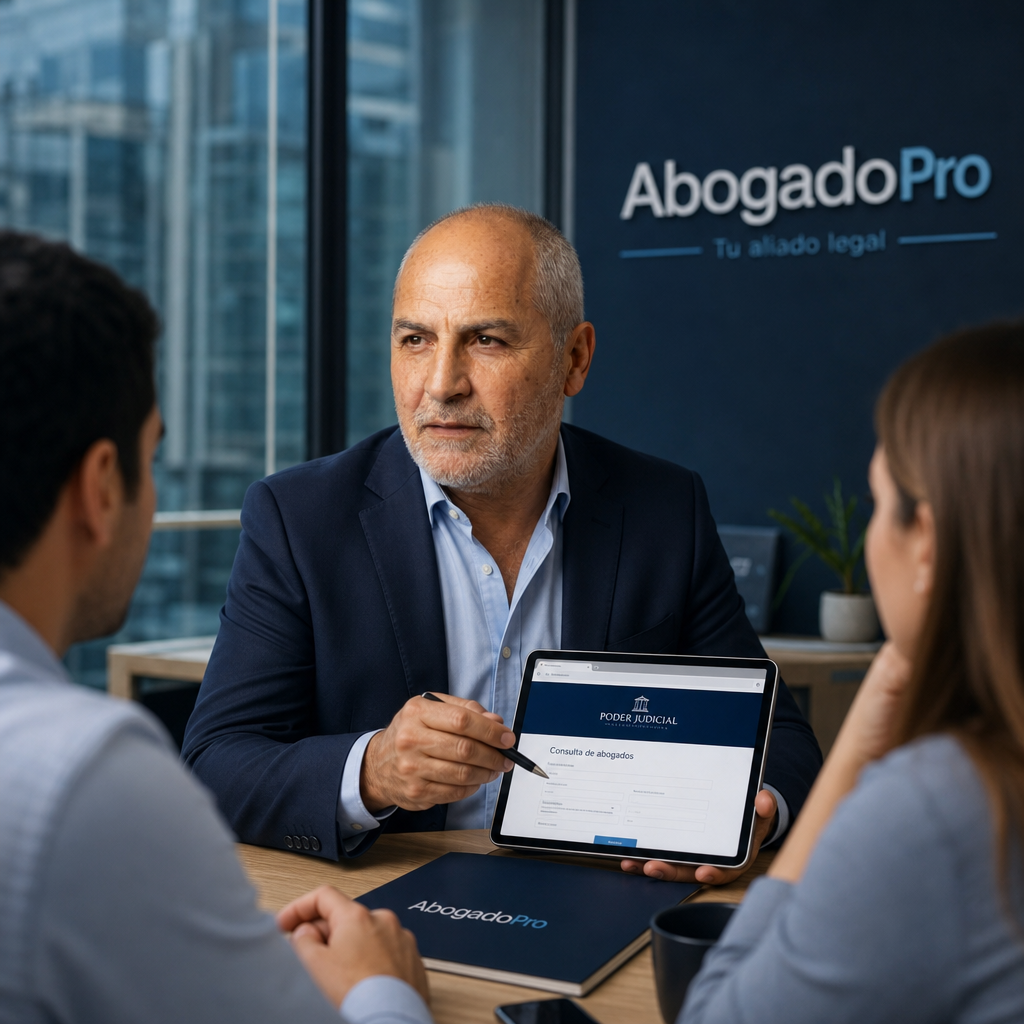Imagen generada por IA — professional lawyer consultation modern office client meeting