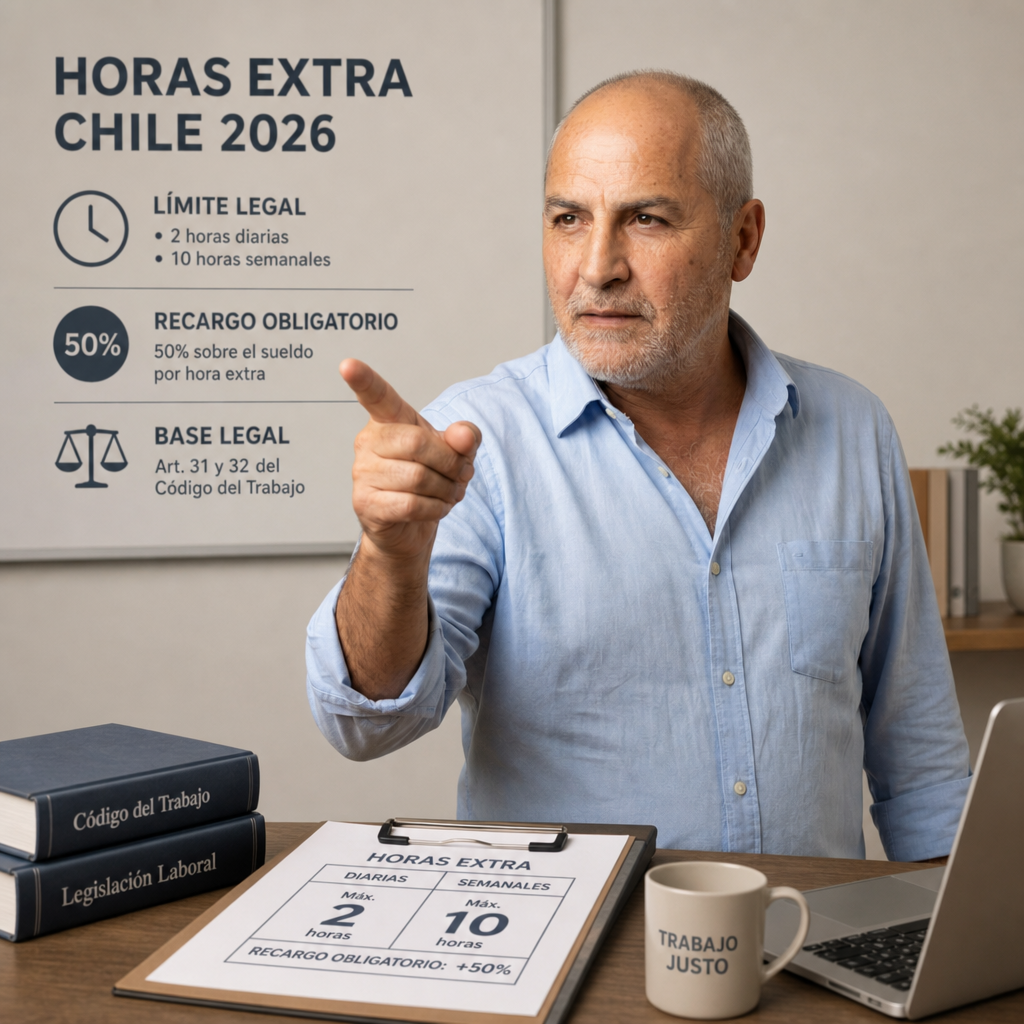 Imagen generada por IA — overtime work office chile employee desk
