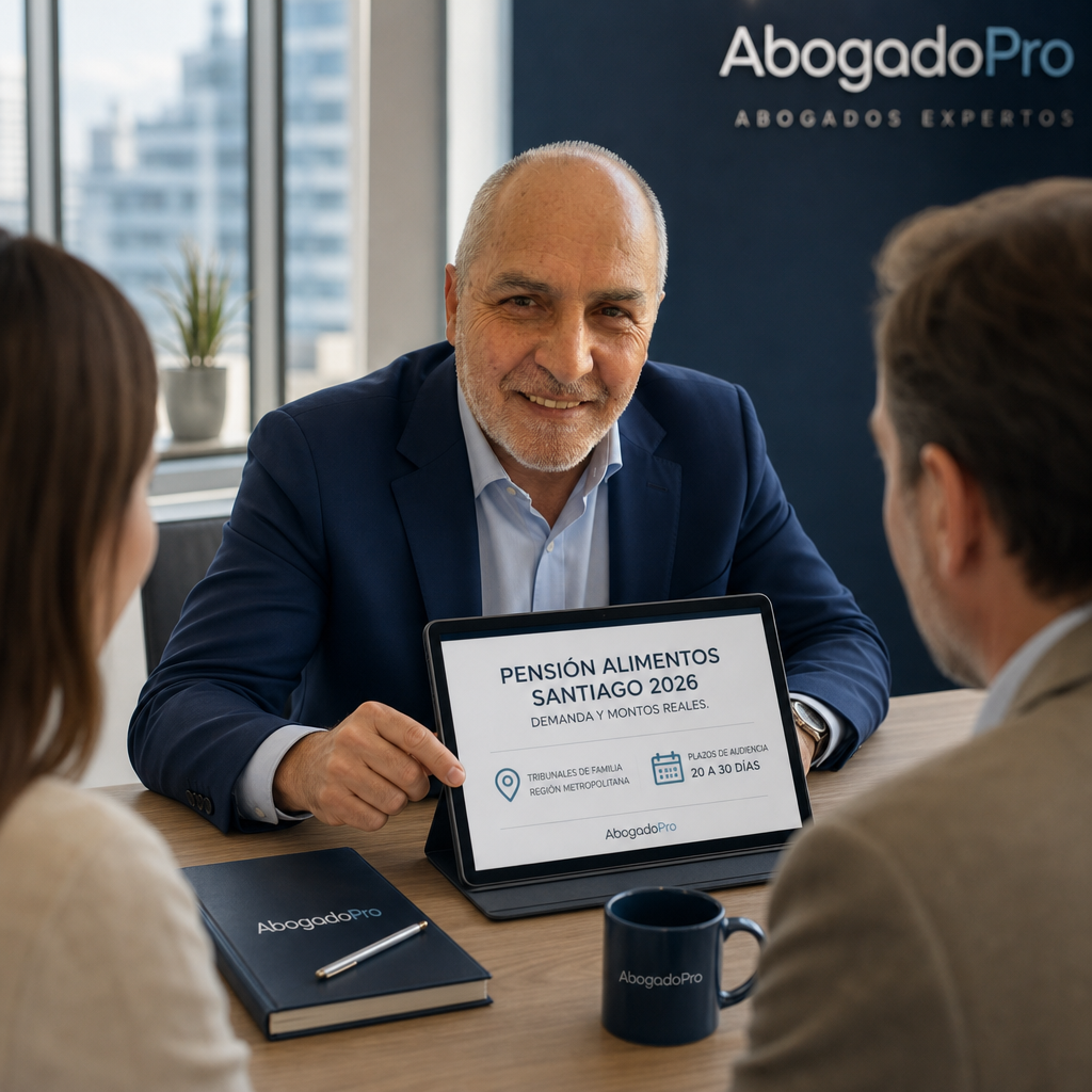 Imagen generada por IA — professional family lawyer consultation modern office Santiago